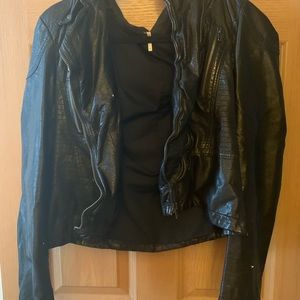 Free People Hooded Faux Leather Jacket